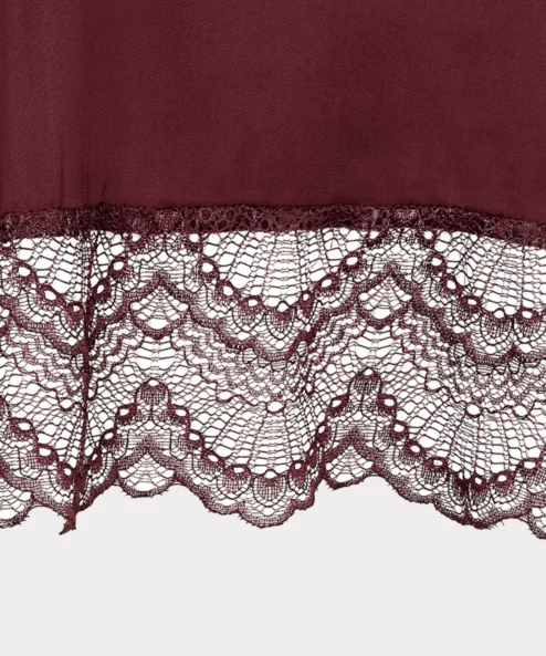 ESQUALO Csipkés szatén Merlot póló - bordó, 8. kép | MyBerill Boutique