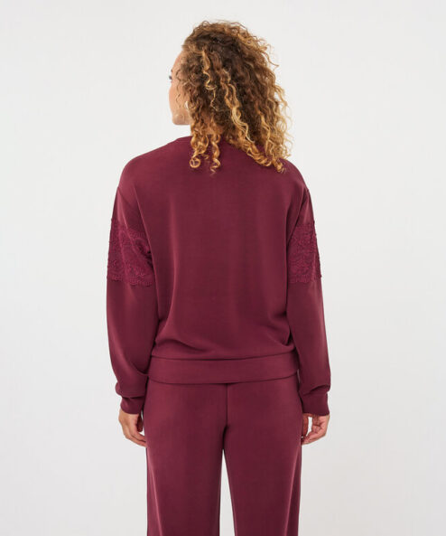 ESQUALO bordó pulóver csipkével - bordó, 5. kép | MyBerill Boutique