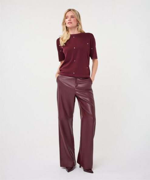 ESQUALO bordó bőr hatású nadrág - bordó, 2. kép | MyBerill Boutique