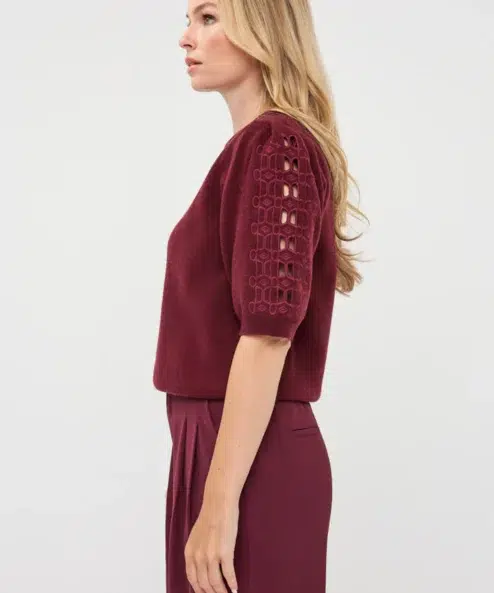 ESQUALO Kötött felső, hímzett mintával - bordó, 4. kép | MyBerill Boutique