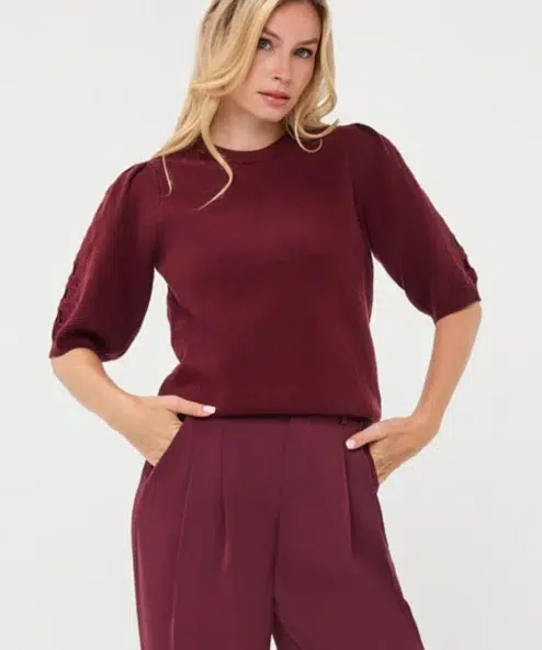 ESQUALO Kötött felső, hímzett mintával - bordó, 3. kép | MyBerill Boutique