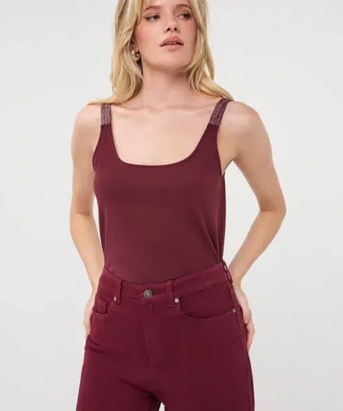 ESQUALO Lurex pántos felső bordó - bordó | MyBerill Boutique