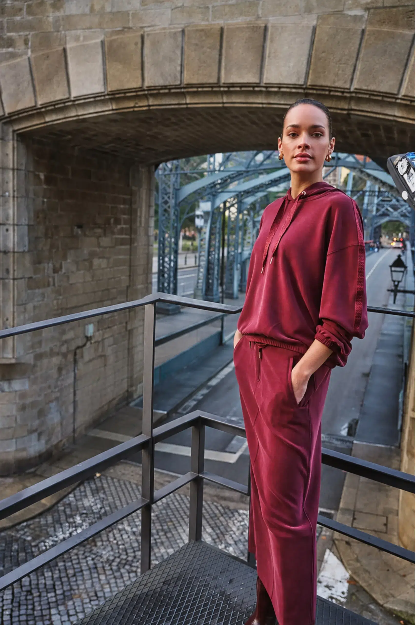ESQUALO Monogramos modál bordó hosszú szoknya - bordó | MyBerill Boutique