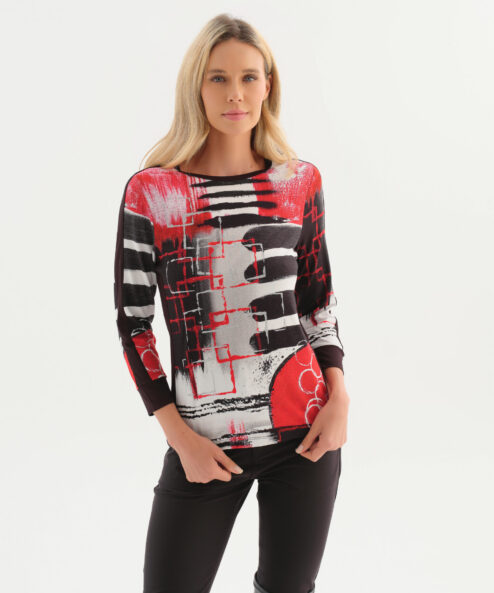 Dolcezza „Geo Stripes” kerek nyakú felső - 3/4-es ujjú | MyBerill Boutique