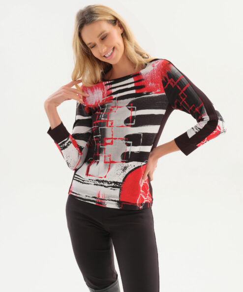 Dolcezza „Geo Stripes” kerek nyakú felső - 3/4-es ujjú, 2. kép | MyBerill Boutique