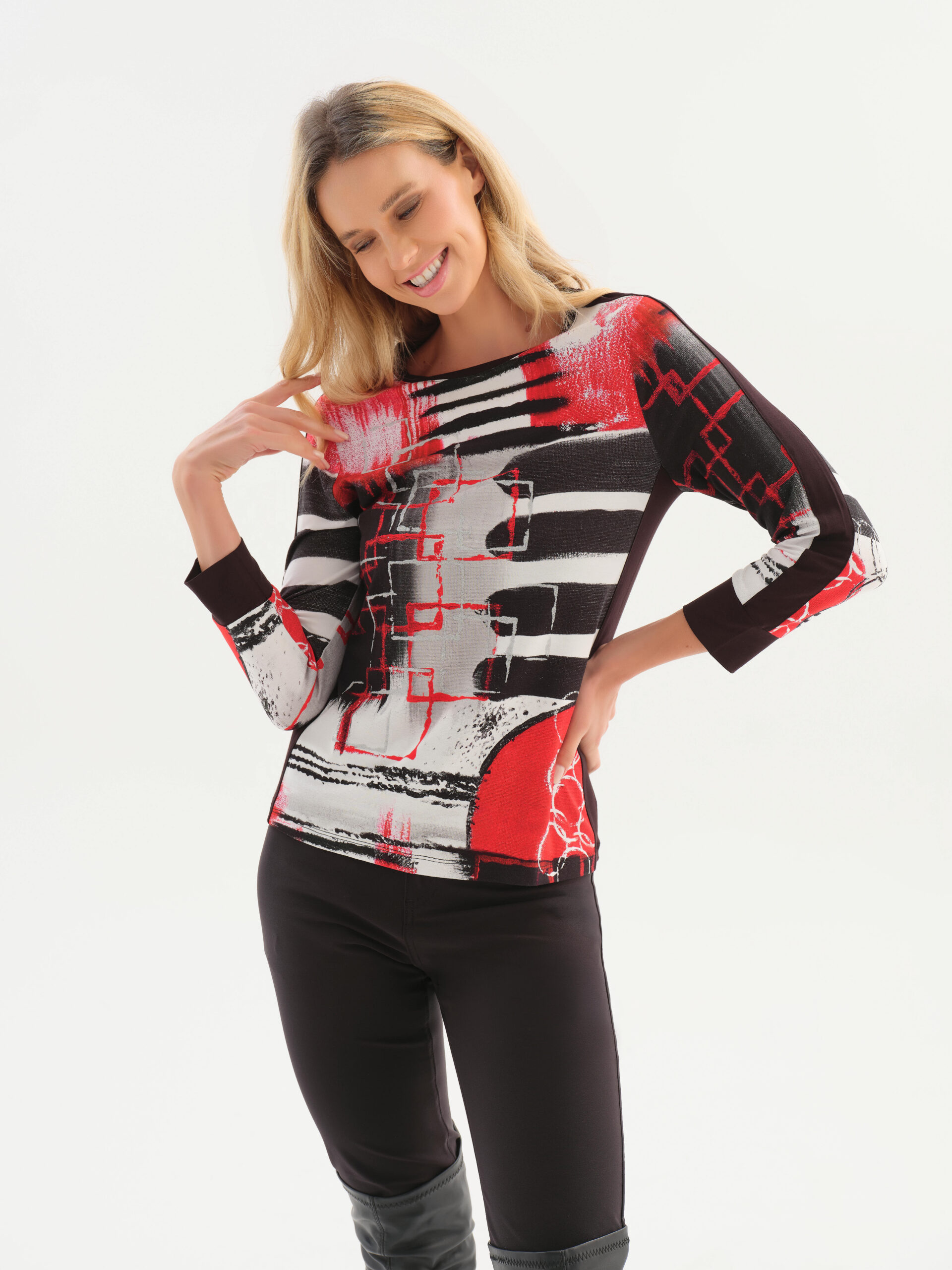 Dolcezza „Geo Stripes” kerek nyakú felső - 3/4-es ujjú, 2. kép | MyBerill Boutique