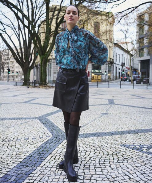 ESQUALO Bőrhatású átlapolt szoknya fekete - Esqualo | MyBerill Boutique