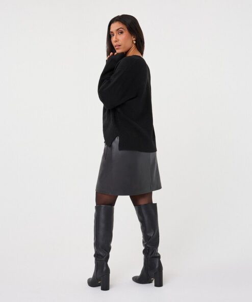 ESQUALO Bőrhatású átlapolt szoknya fekete - Esqualo, 3. kép | MyBerill Boutique