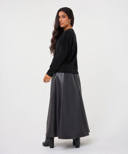 ESQUALO Bőrhatású midi szoknya fekete - Esqualo, 2. kép | MyBerill Boutique