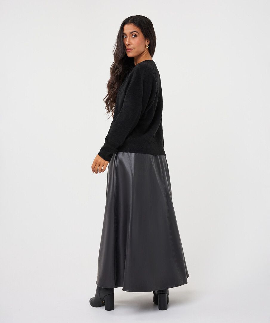 ESQUALO Bőrhatású midi szoknya fekete - Esqualo, 2. kép | MyBerill Boutique