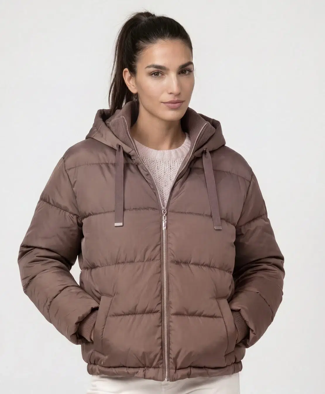 Monari Taupe bélelt steppelt kabát - barna | MyBerill Boutique