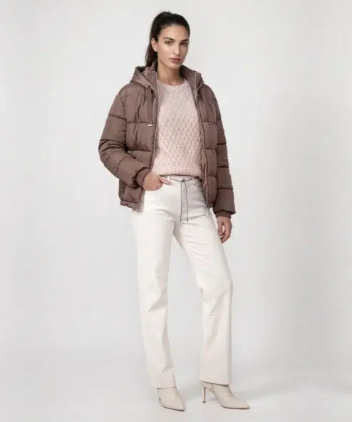 Monari  Taupe bélelt steppelt kabát - barna, 2. kép | MyBerill Boutique
