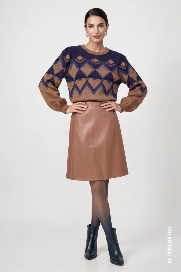 Monari Kötött pulóver jacquard mintával - 3. kép