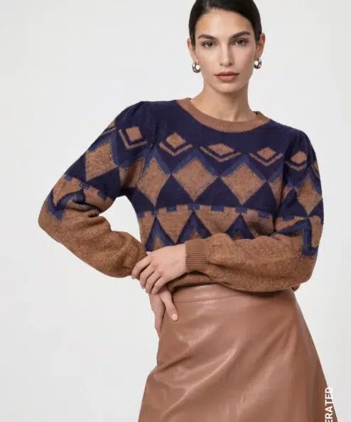 Monari Kötött pulóver jacquard mintával - 7. kép