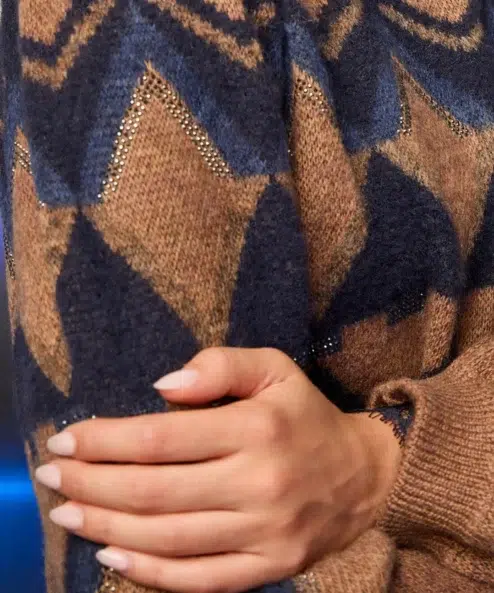 Monari Kötött pulóver jacquard mintával - 6. kép