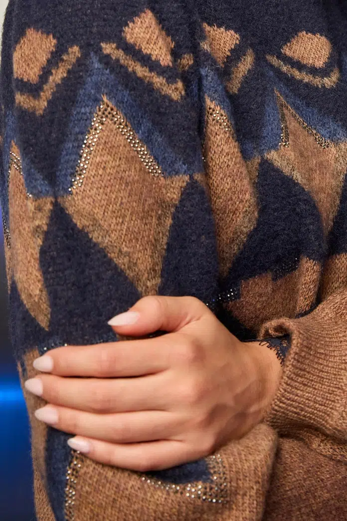 Monari Kötött pulóver jacquard mintával - 6. kép