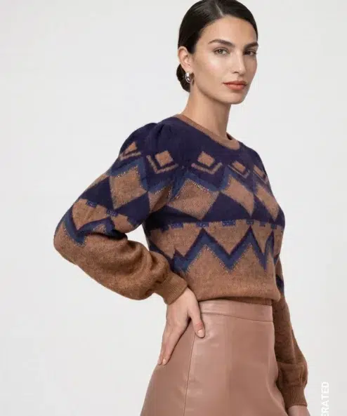 Monari Kötött pulóver jacquard mintával - 4. kép