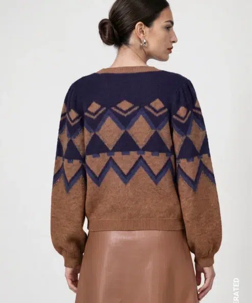 Monari Kötött pulóver jacquard mintával - 5. kép