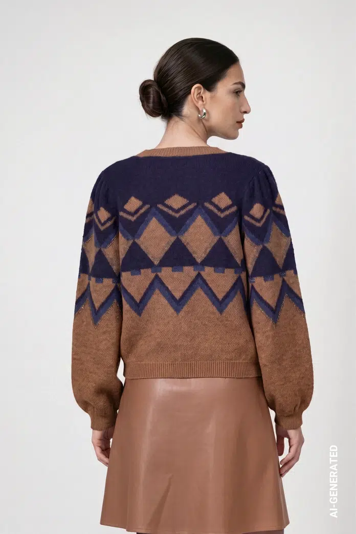 Monari Kötött pulóver jacquard mintával - 5. kép