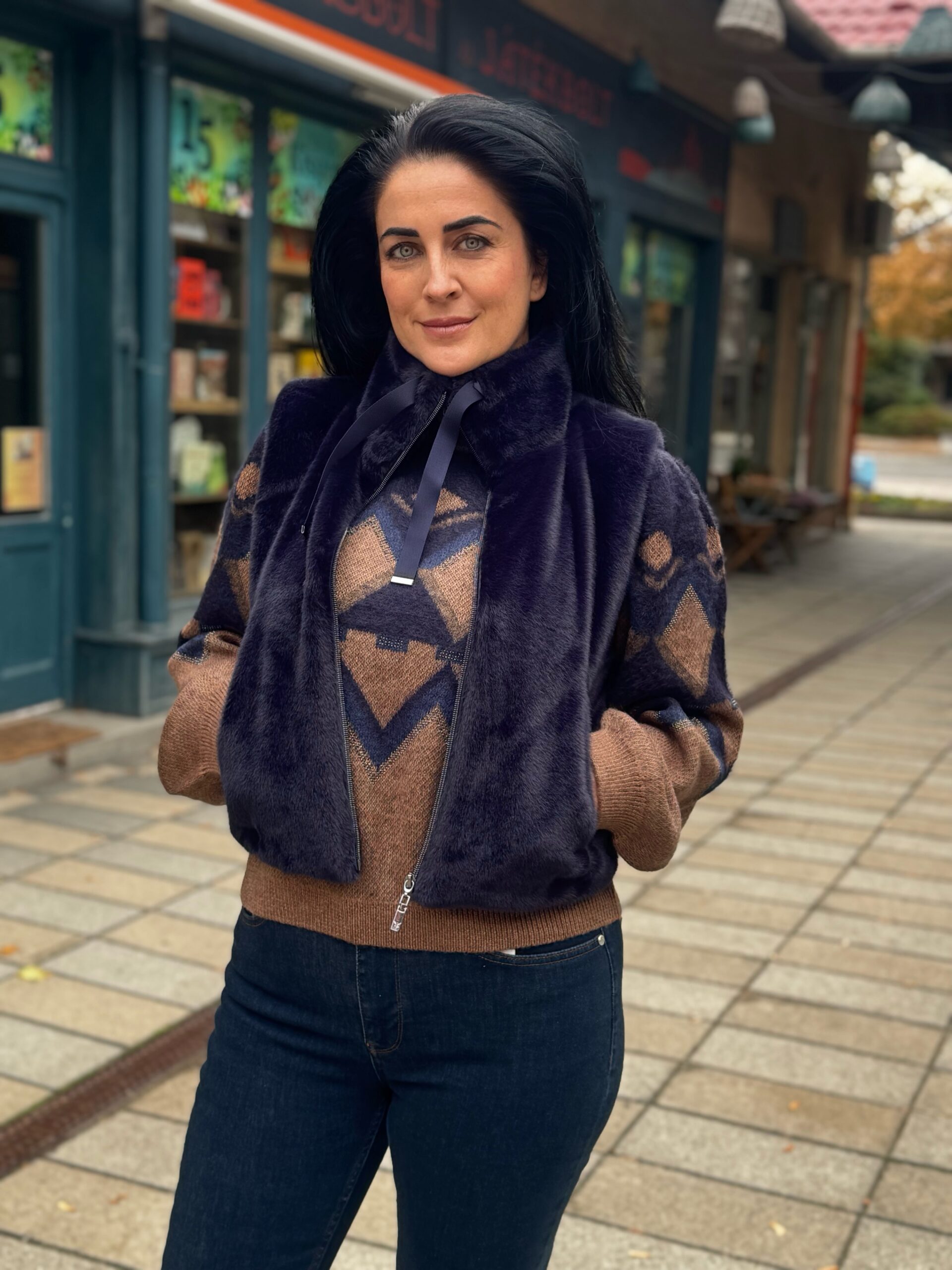 Monari Kötött pulóver jacquard mintával - 2. kép