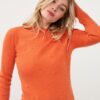 ESQUALO hosszú ujjú bordázott felső strasszokkal (narancs)
